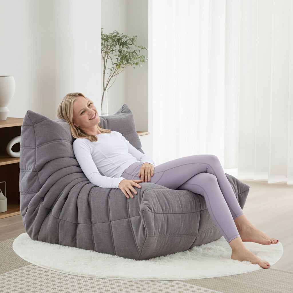 Caterpillar Bean Bag Sofa Chair – Single Lazy Lounge with 45D Sponge Filling, Soft Modern Design for Bedroom or Living Room Comfort
