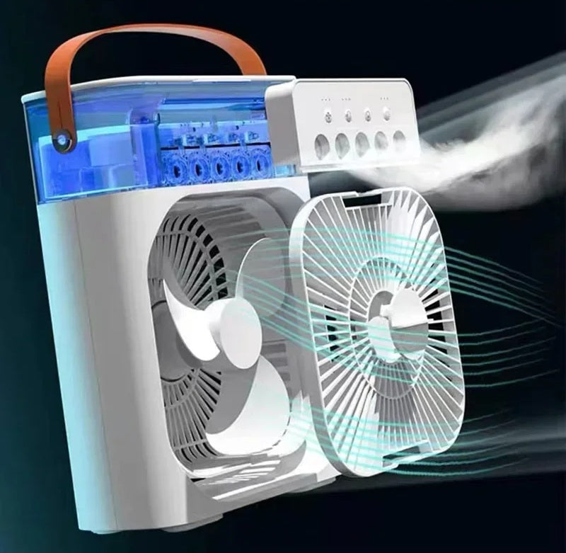 Portable USB Fan with Air Conditioning & LED Night Light – 3‑in‑1 Humidifier, Electric Cooler & Fun Home Gadget for Summer Use