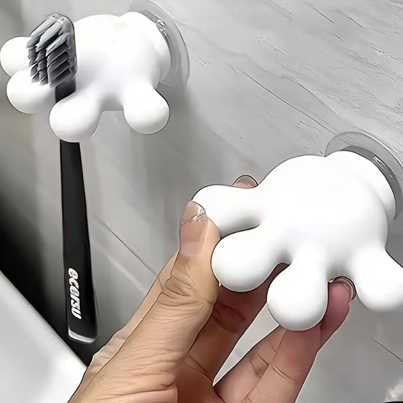 Palm-Shaped Utility Hooks- 2pcs Punch-Free Plastic Holders for Cables, Toothbrushes, Keys, and Everyday Home Organization