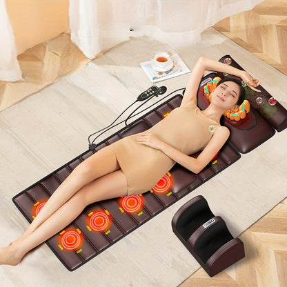 Full Body Vibrating Massage Mat with Heating Pad – 10 Nodes Multi-Zone Relaxation Mat with Heat, Soothing Vibrations, and Adjustable Settings for Daily Stress Relief