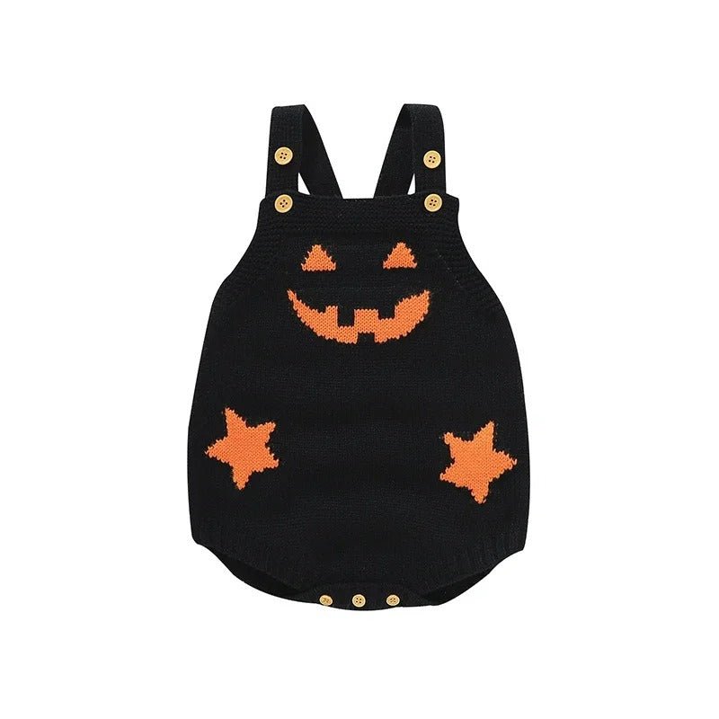 Halloween Pumpkin Baby Jumpsuit - Knit Baby Romper