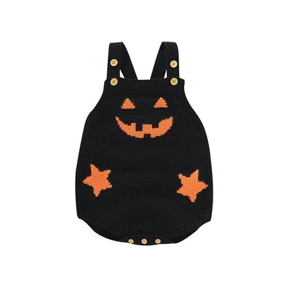 Halloween Pumpkin Baby Jumpsuit - Knit Baby Romper