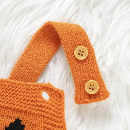 Halloween Pumpkin Baby Jumpsuit - Knit Baby Romper