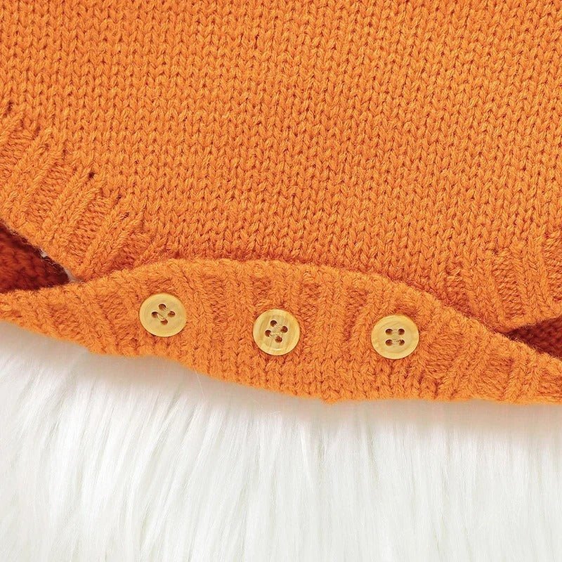 Halloween Pumpkin Baby Jumpsuit - Knit Baby Romper