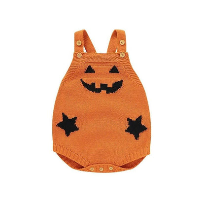 Halloween Pumpkin Baby Jumpsuit - Knit Baby Romper