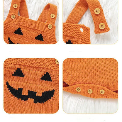 Halloween Pumpkin Baby Jumpsuit - Knit Baby Romper
