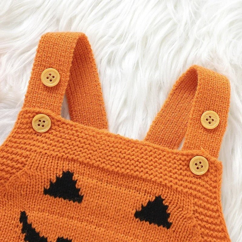 Halloween Pumpkin Baby Jumpsuit - Knit Baby Romper