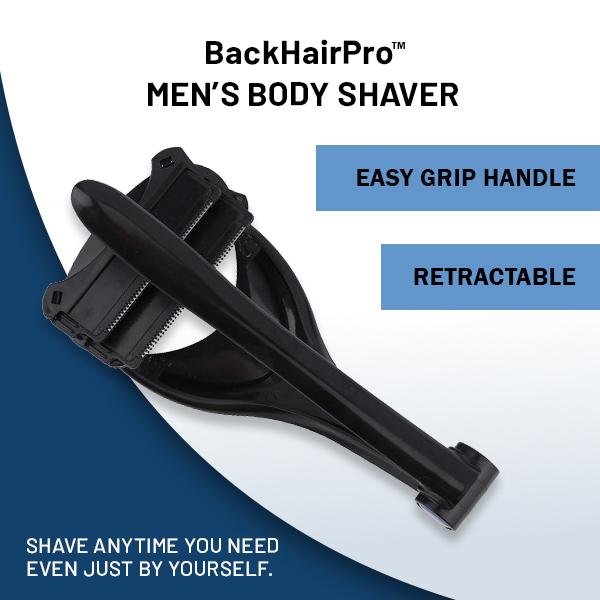 Men's Back Shaver, Two Head Blade, Easy Grip & Retractable Handle