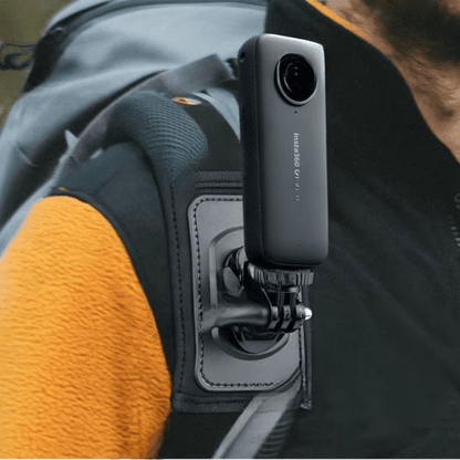 Backpack Strap Mount – Secure & 360° Rotating Adjustable Action Camera Holder