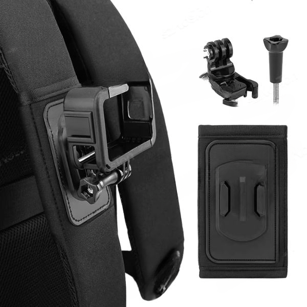 Backpack Strap Mount – Secure & 360° Rotating Adjustable Action Camera Holder