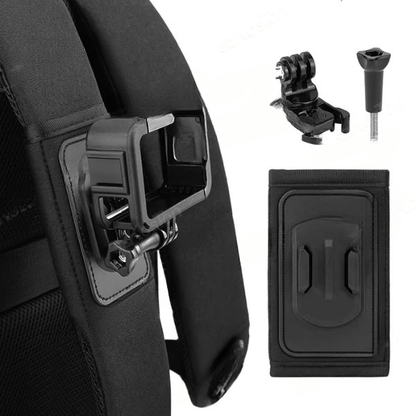 Backpack Strap Mount – Secure & 360° Rotating Adjustable Action Camera Holder