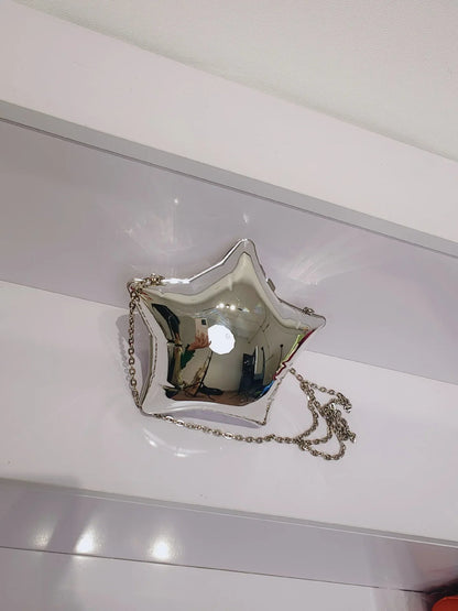 Balloon Star Women Mini Bag – Glossy Acrylic Crossbody for Women’s Keys, Coins & Lipstick, Perfect Gold & Silver Shine for Banquets & Fashion Statements