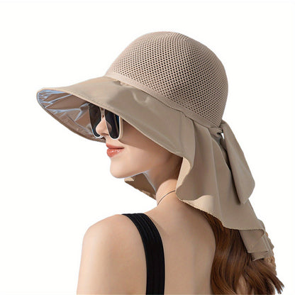 Women’s Wide Brim Sun Hat with Neck Flap – UV Protection Cotton Hat for Outdoor Hiking, Camping, and Summer Picnics
