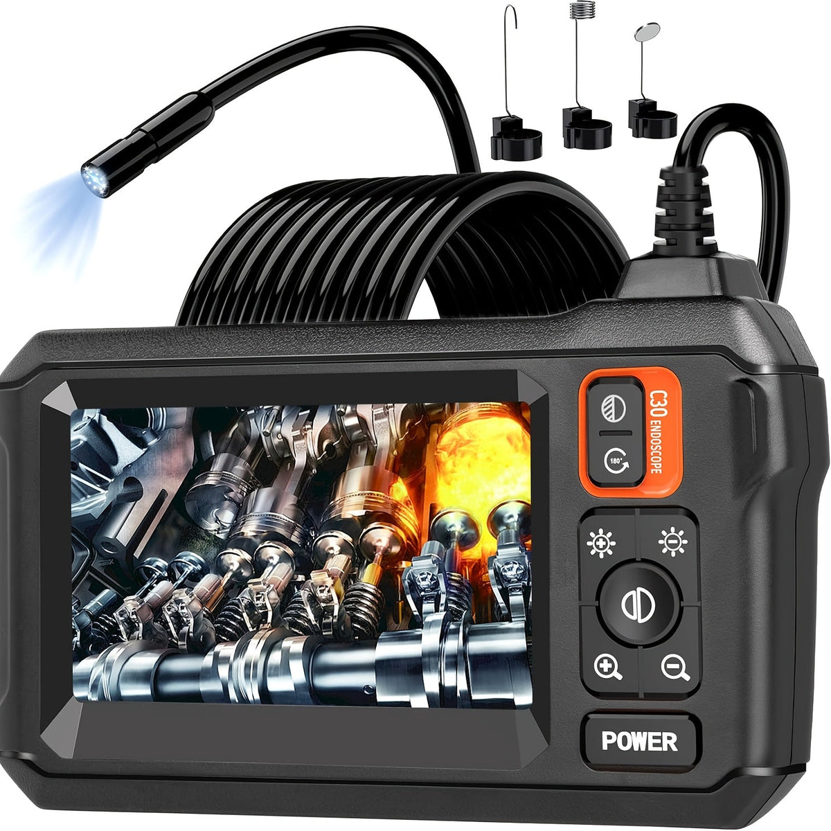 Endoscope Camera with Light - 4.3" Waterproof, High-Definition Snake Lens for Men's Gadgets, Car or Pipe Inspection