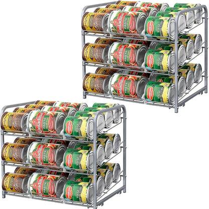 Adjustable Large Metal Can Rack Organizer – Multi-Tier Pantry Shelf for 84 Cans, Space-Saving Kitchen Cabinet Storage with Custom Dividers