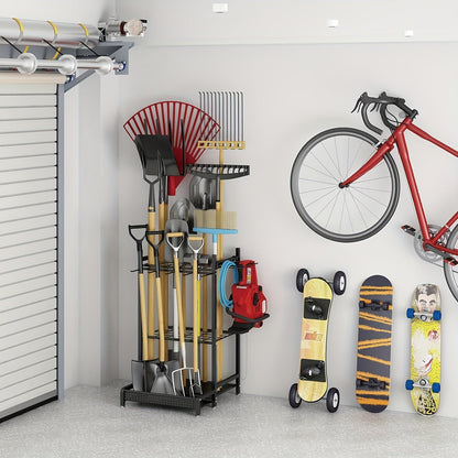 Heavy-Duty Black Metal Garden Rack – Strong Storage Organizer for Tools, Hoses & Supplies, Keeping Outdoor Spaces Clutter-Free