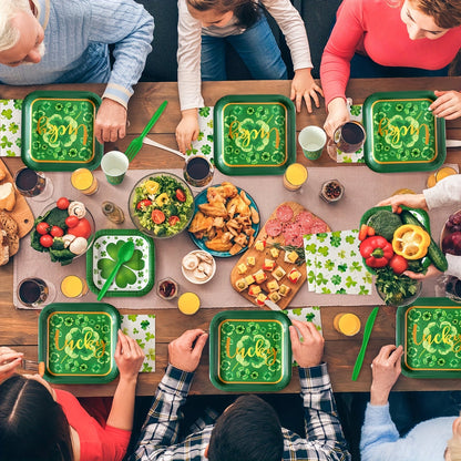 St. Patrick’s Day Shamrock Tableware Set – 350-Piece Serve 50 Guests with Lucky Green Plates, Cups, Napkins & Cutlery