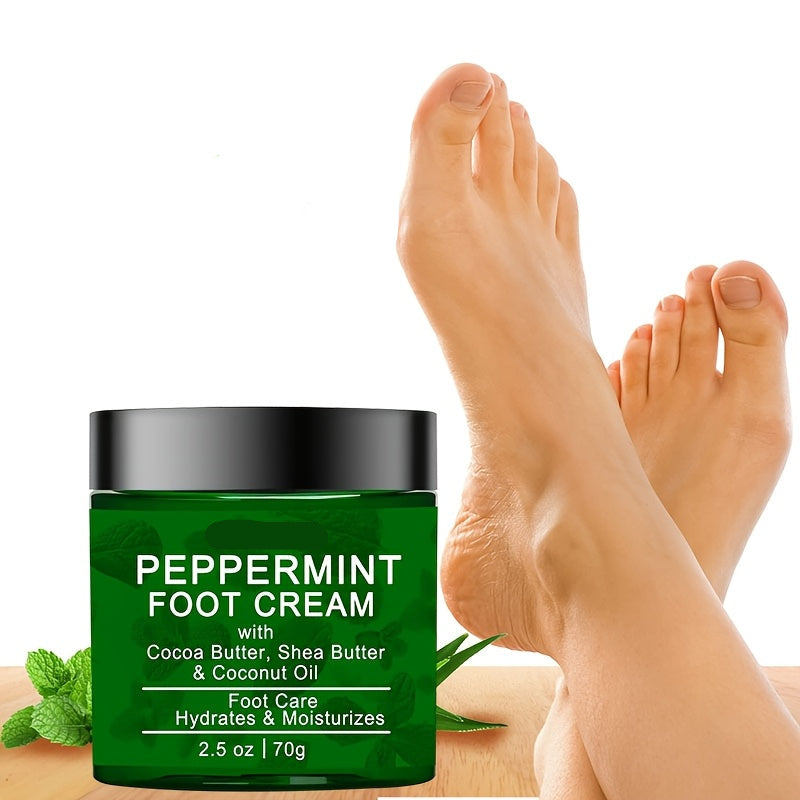 Peppermint Foot Hydration Cream - 2.5oz Cream with Shea Butter & Coconut Oil, Cracked Heel Repair for All Skin Types