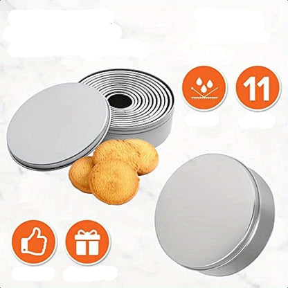 Stainless Steel Round Cookie Cutter Set – Heavy-Duty Circle Biscuit and Pastry Cutters with 11 Sizes for Baking Precision