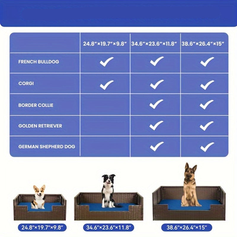 Breeze Lodge Rattan Wicker Dog Bed – Water-Resistant Outdoor Sofa for Small, Medium & Large Pets with Comfortable Elevated Pet Couch Design