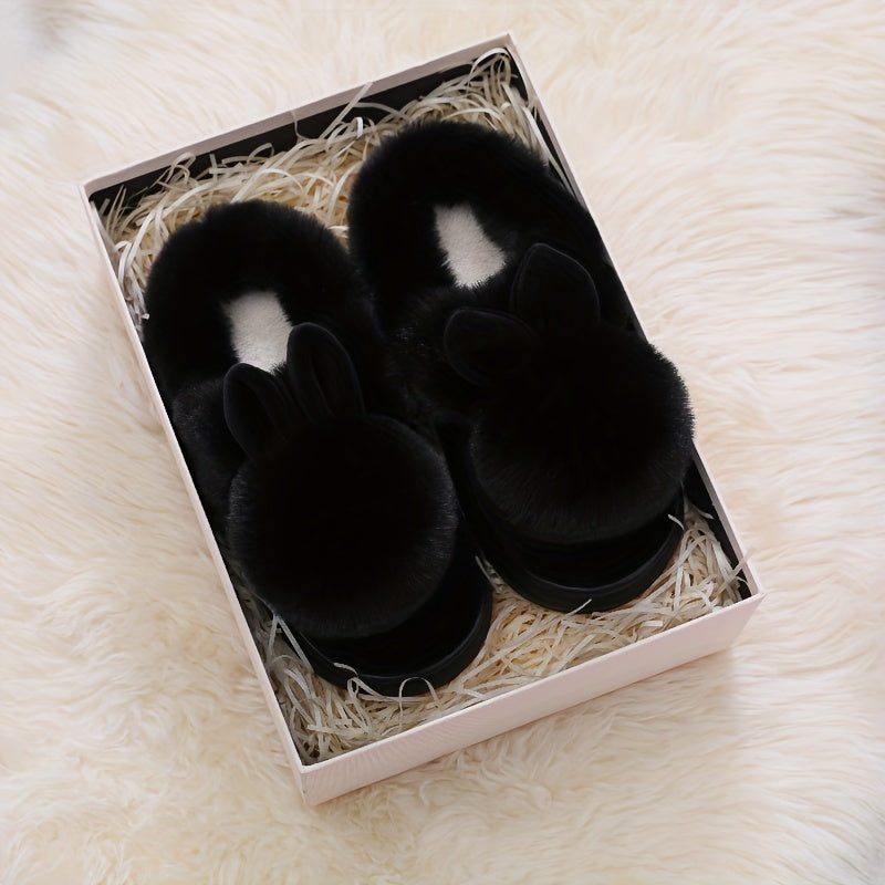 Warm Fur Rabbit Women’s Slippers – Furry, Ultra-Soft, Warm, Non-Slip Indoor Outdoor Slippers for Women in Total Comfort