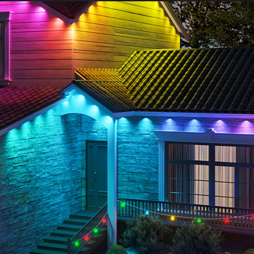 RGB Solar Eaves String Lights – 33ft Outdoor LED System with 20 Modes & 25 Bulbs for House, Party, Valentine’s, and Christmas Decorations from Local Warehouse Stock