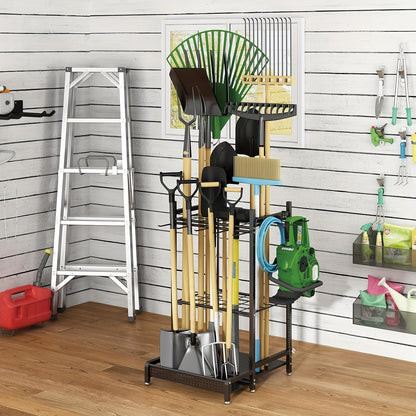 Heavy-Duty Black Metal Garden Rack – Strong Storage Organizer for Tools, Hoses & Supplies, Keeping Outdoor Spaces Clutter-Free