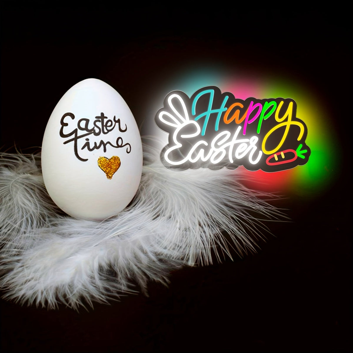 Vintage Neon Easter Sign – Retro ‘Happy Easter’ Wall Decor that Glows Brightly with Nostalgic Holiday Charm