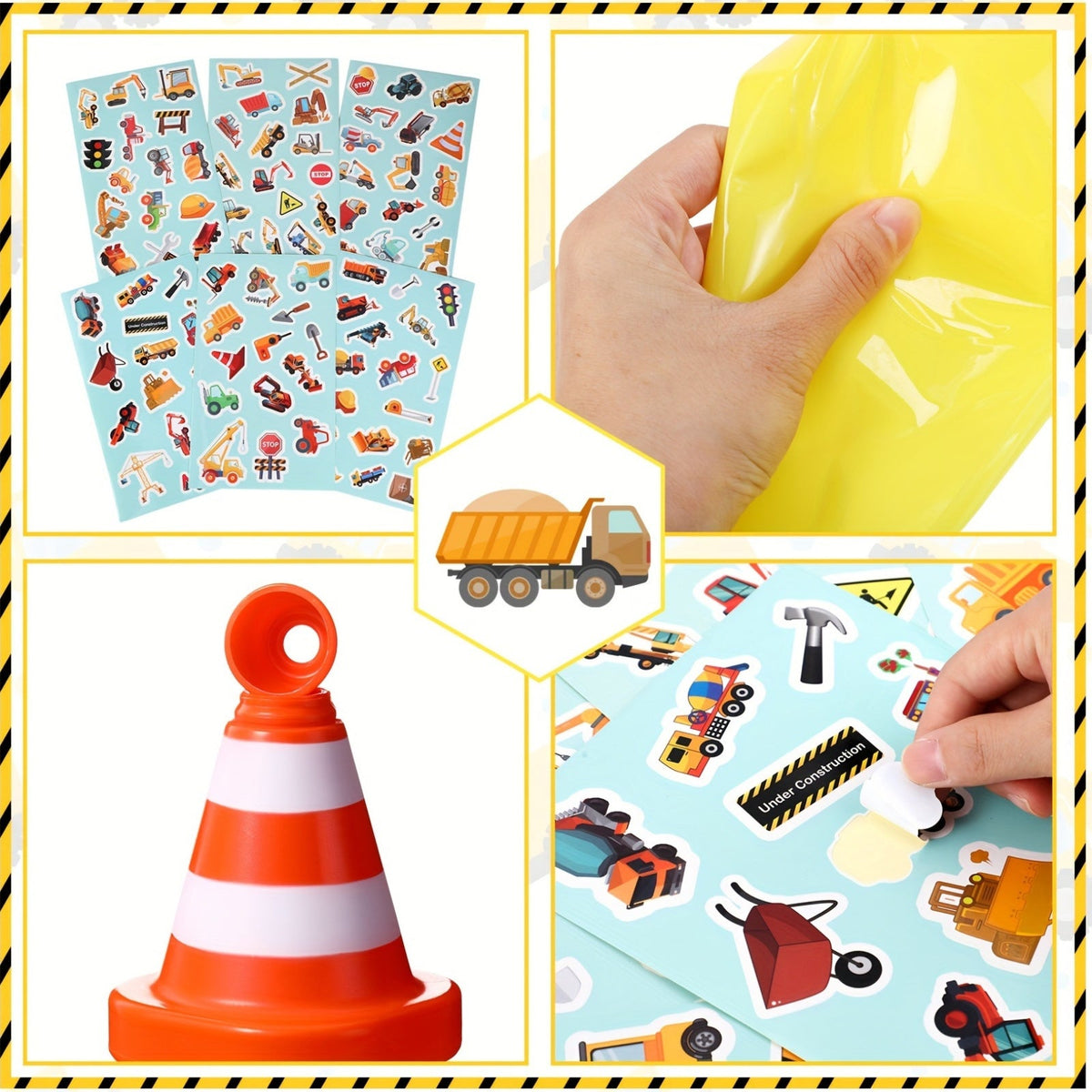 Construction Birthday Party Set – 62pcs Dress-Up Kit with Vest, Hat, Cups & Stickers for Kids’ Themed Celebrations