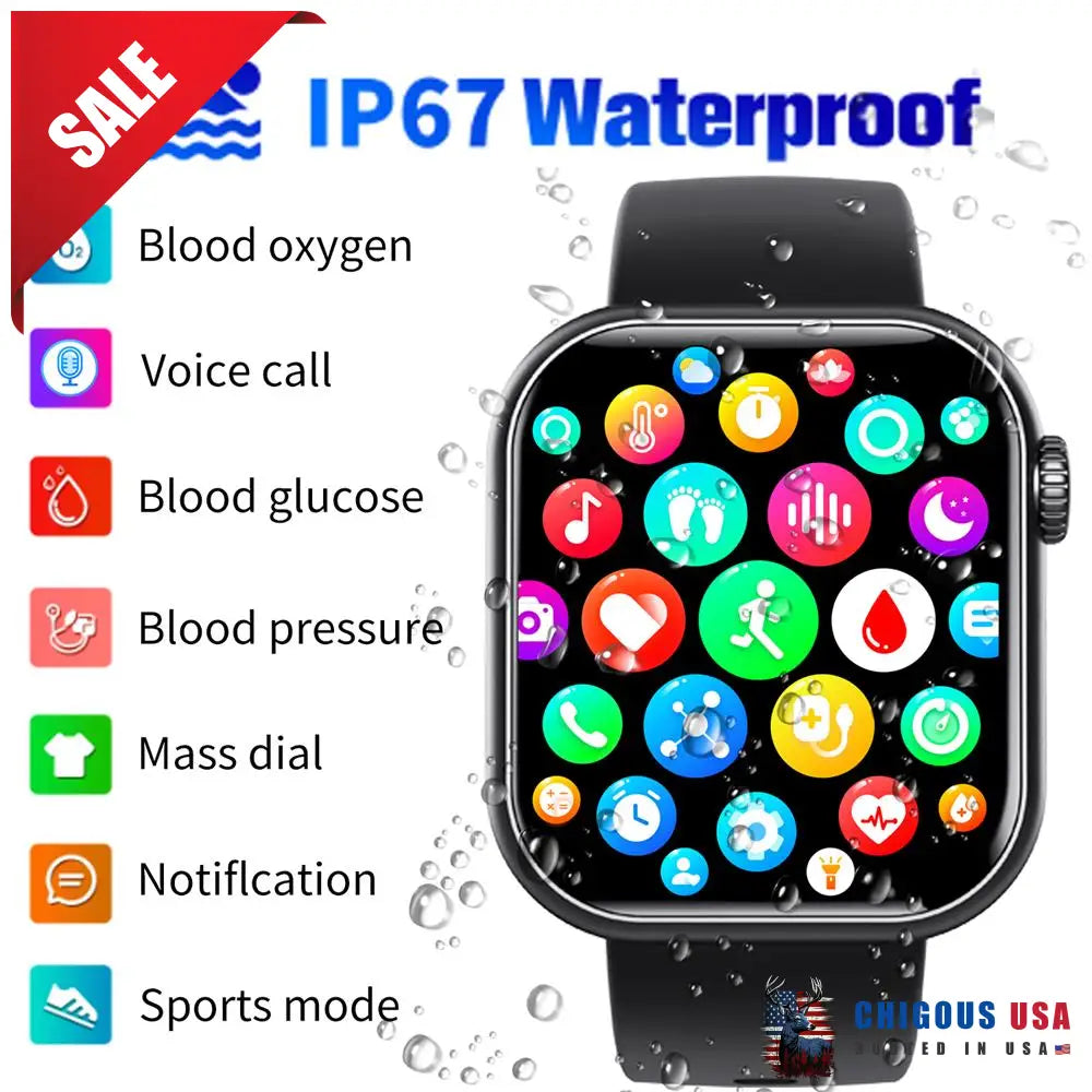 Bearscome Bcf57 Blood Sugar Pressure Heart Rate Oxygen Sleep Monitoring Waterproof Smartwatch