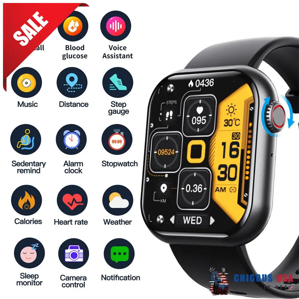 Bearscome Bcf57 Blood Sugar Pressure Heart Rate Oxygen Sleep Monitoring Waterproof Smartwatch