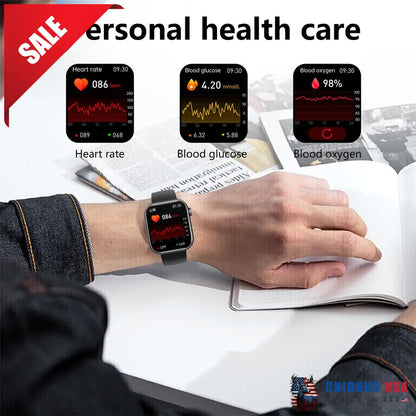 Bearscome Bcf57 Blood Sugar Pressure Heart Rate Oxygen Sleep Monitoring Waterproof Smartwatch