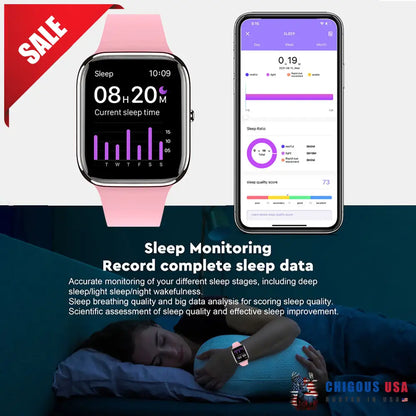 Bearscome Bluetooth Talk Play Music Health Waterproof Smartwatch