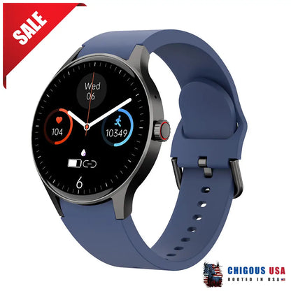 Bearscome Bluetooth Talk Play Music Health Waterproof Smartwatch Y80 Haze Blue