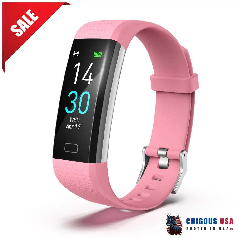 Bearscome Heart Rate Blood Glucose Pressure Monitoring Bluetooth Waterproof Smart Watch Pink