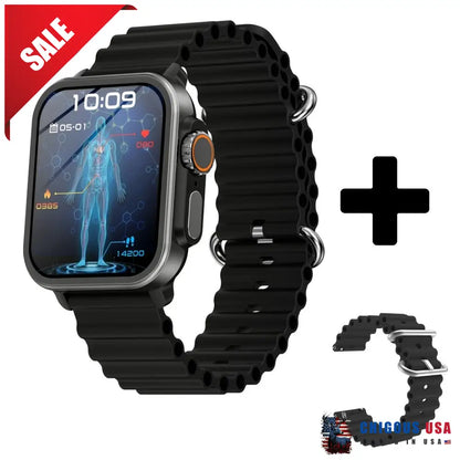 Bearscome Vee Bluetooth Call Ecg/Ekg Blood Oxygen Sleep Monitoring Music Smartwatch Black Marine