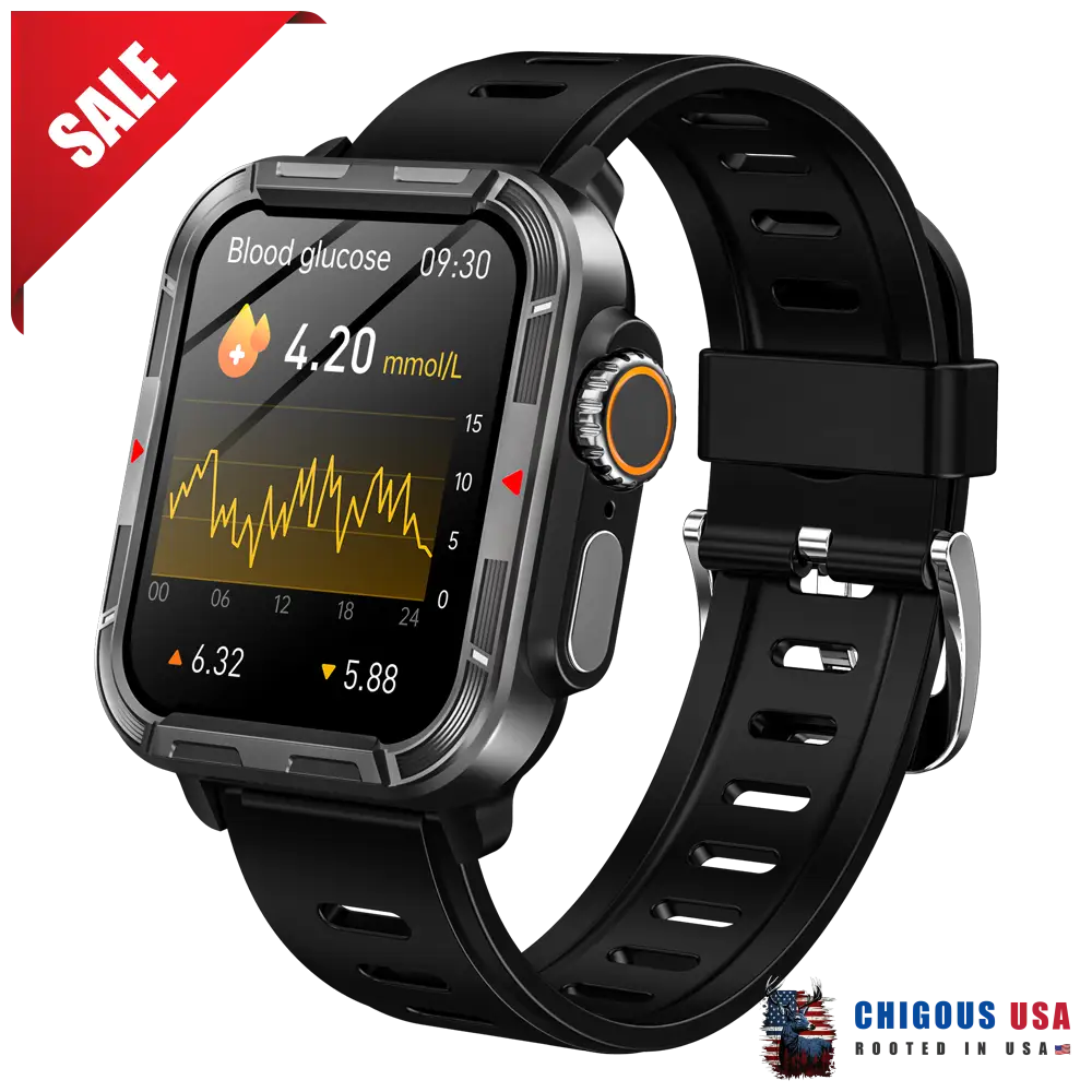 Bearscome Vee Bluetooth Call Ecg/Ekg Blood Oxygen Sleep Monitoring Music Smartwatch Pro Black