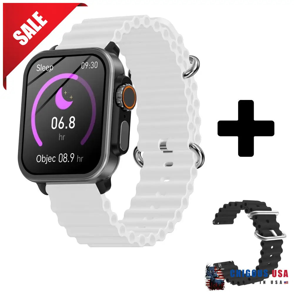 Bearscome Vee Bluetooth Call Ecg/Ekg Blood Oxygen Sleep Monitoring Music Smartwatch White Marine