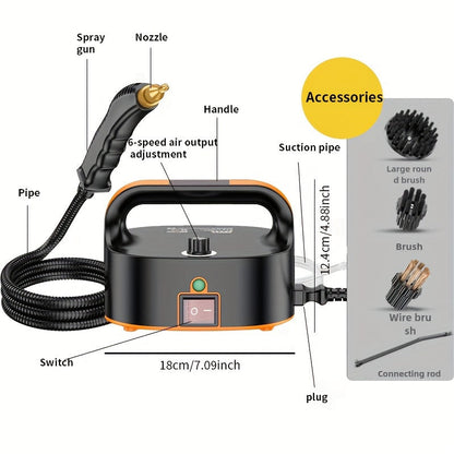 Six Speed Handheld Steam Cleaner – High-Pressure Steamer for Deep Cleaning, Sterilizing Kitchen, Car, Air Conditioner & More