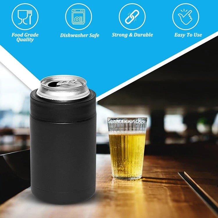 Beer Bottle And Can Cooler With Beer Opener - 3 in 1 Stainless Steel Insulated Bottle for Beer