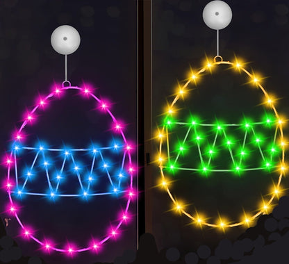 Easter Egg LED Window Lights – 2pcs Colorful Battery-Operated Resin Decor with Suction Cups, Great for Indoor Festive Display
