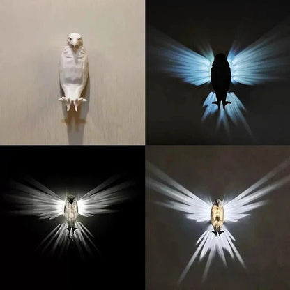 Projector Bird Wall Lamp - 3D Animals LED Wall Light Battery Operated Bird Sconce