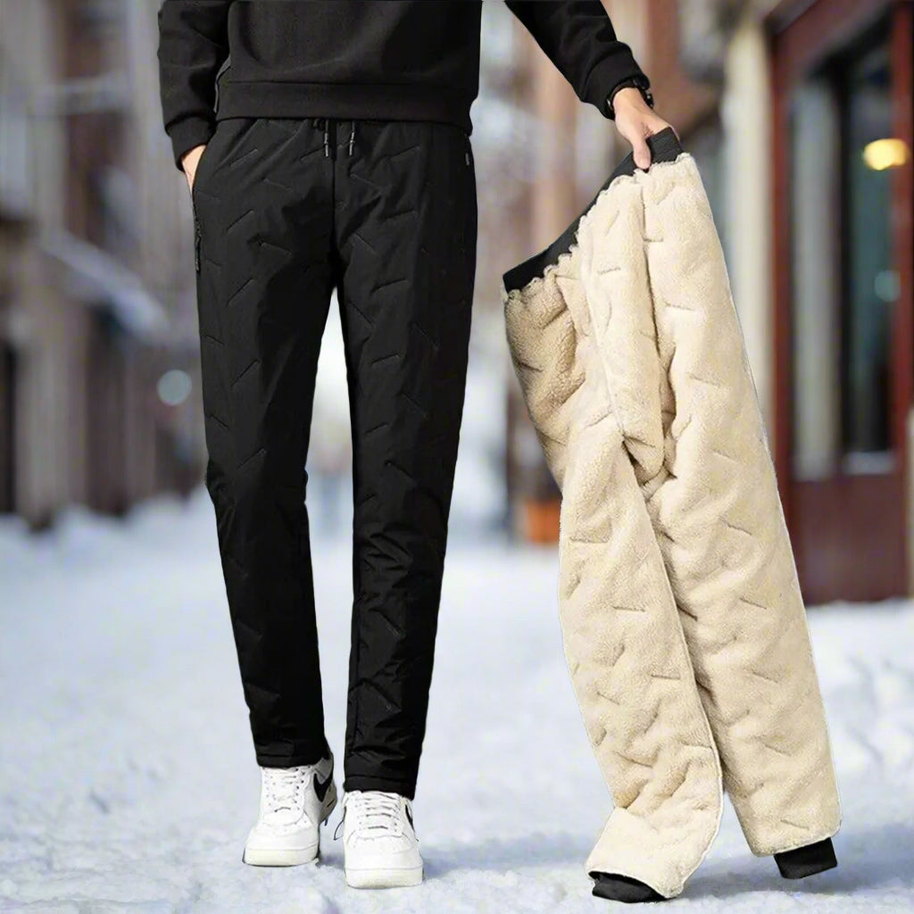 Men’s Fleece-Lined Winter Sweatpants – Waterproof Thick Joggers for Ski, Snow & Outdoor Comfort
