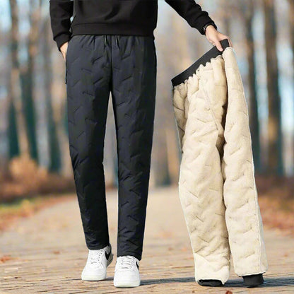 Men’s Fleece-Lined Winter Sweatpants – Waterproof Thick Joggers for Ski, Snow & Outdoor Comfort