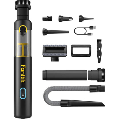 Slim Cordless Car Vacuum – 19000Pa Suction, Fast Charging, Includes 10 Cleaning Accessories for Car and Home