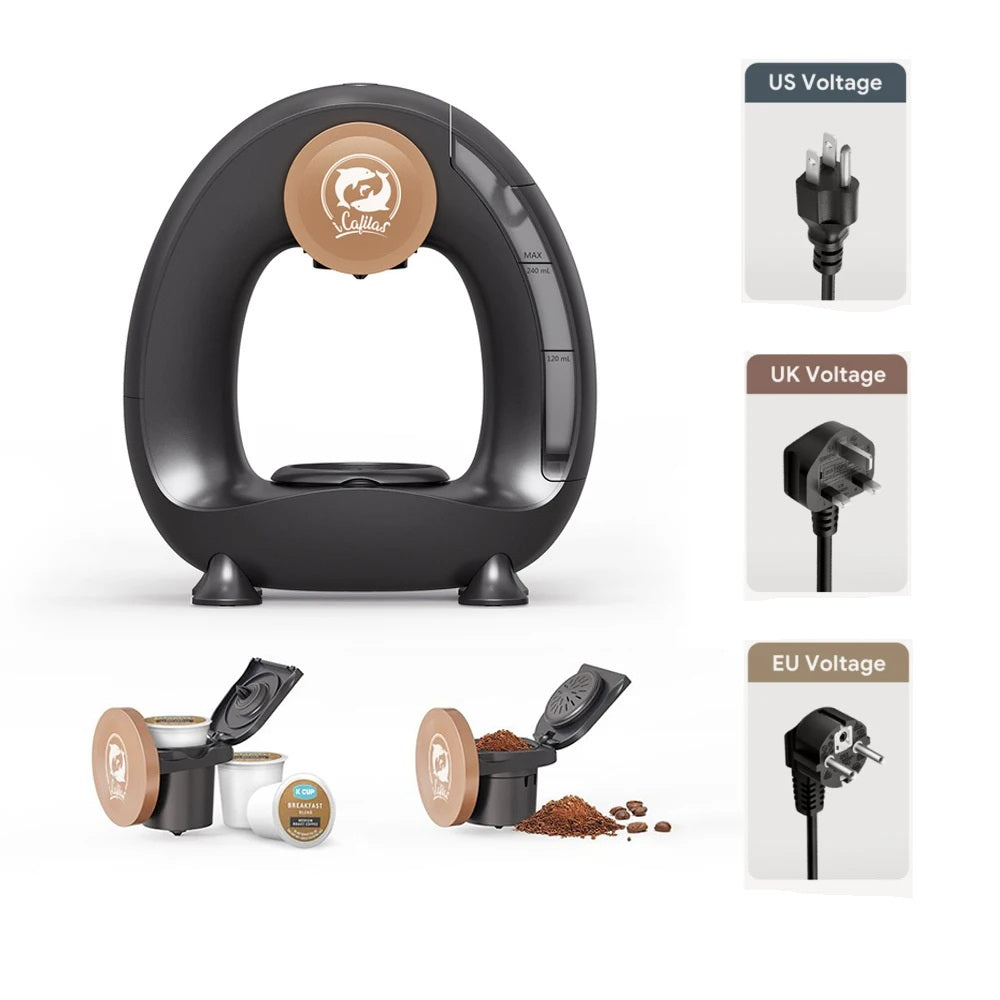 Coffee Machine – MINI Q 2-in-1 Personal Cup Brewer with K-Cup and Ground Coffee Adapter, Compact Tea and Coffee Maker