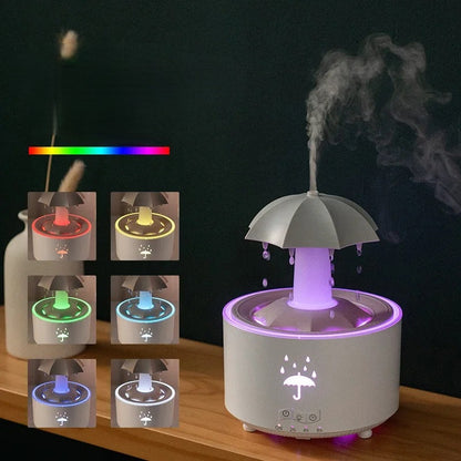 Raindrop Aroma Humidifier with Colorful Light – Creative Umbrella Essential Oil Diffuser