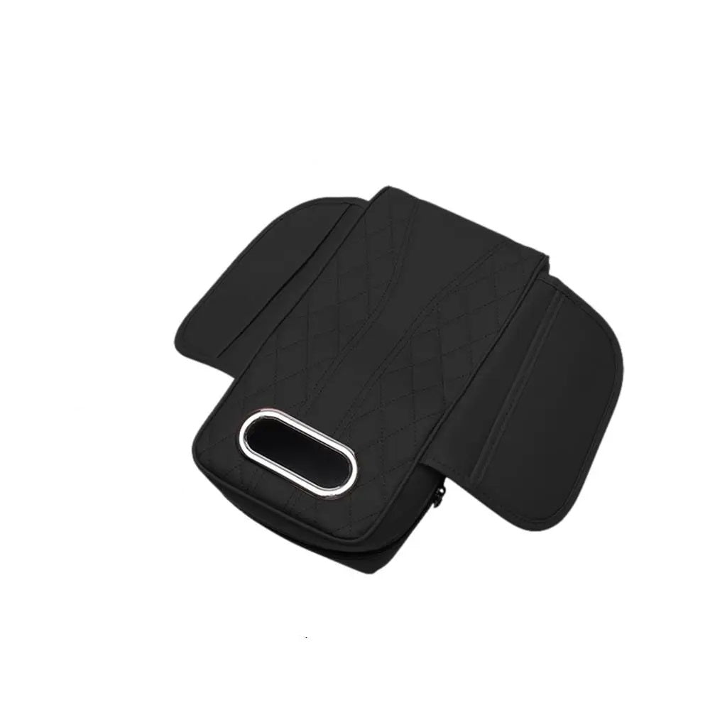 Car Armrest Cushion with Tissue Box – Memory Foam Support with Tissue Box & Storage Pockets