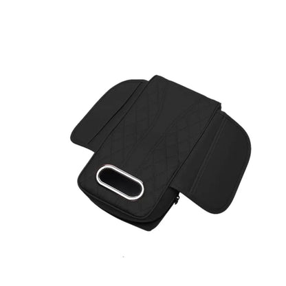 Car Armrest Cushion with Tissue Box – Memory Foam Support with Tissue Box & Storage Pockets
