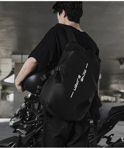 Waterproof Helmet Backpack – Motorcycle & Cycling Storage Bag with Reflective Stripe, Large Capacity & Secure Helmet Carrying Solution